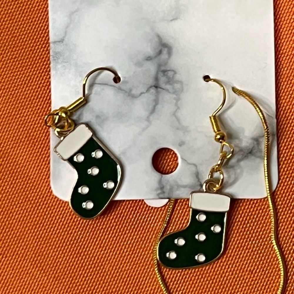 6/$20 Green Stocking Earrings